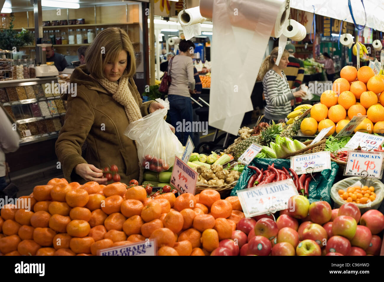 Frisches Obst und Gemüse im Central Market. Adelaide, South Australia, Australien Stockfoto