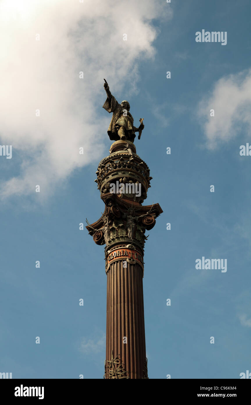 Monument a Colom (Kolumbus-Denkmal), Portal De La Pau, Barcelona, Spanien Stockfoto