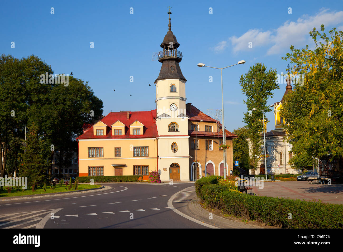 Ehemaligen Rathaus in Tomaszów Lubelski, Polen. Stockfoto