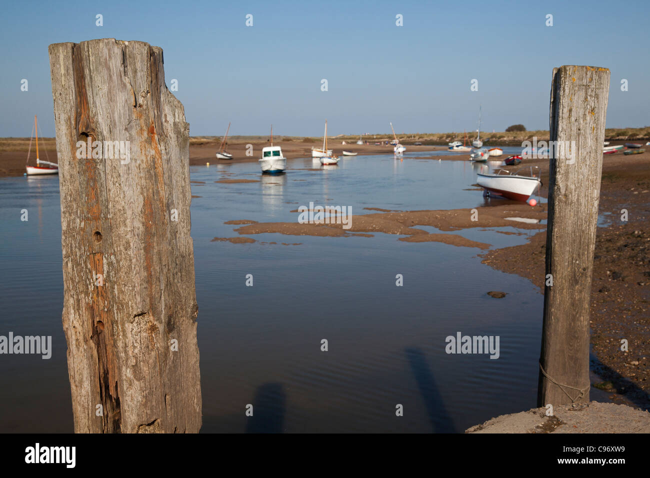 Ruhigen Nachmittag in den Hafen, Burnham Overy Staithe, Norfolk Stockfoto