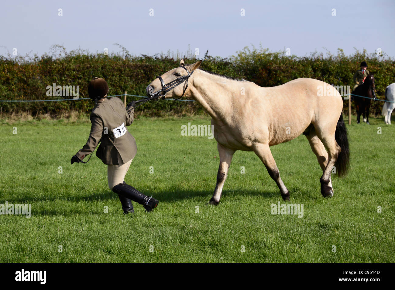 Nur ungern Pferd Reitsport Wettbewerb auf Gransden und Bezirk Agricultural Show 2011 geführt Stockfoto
