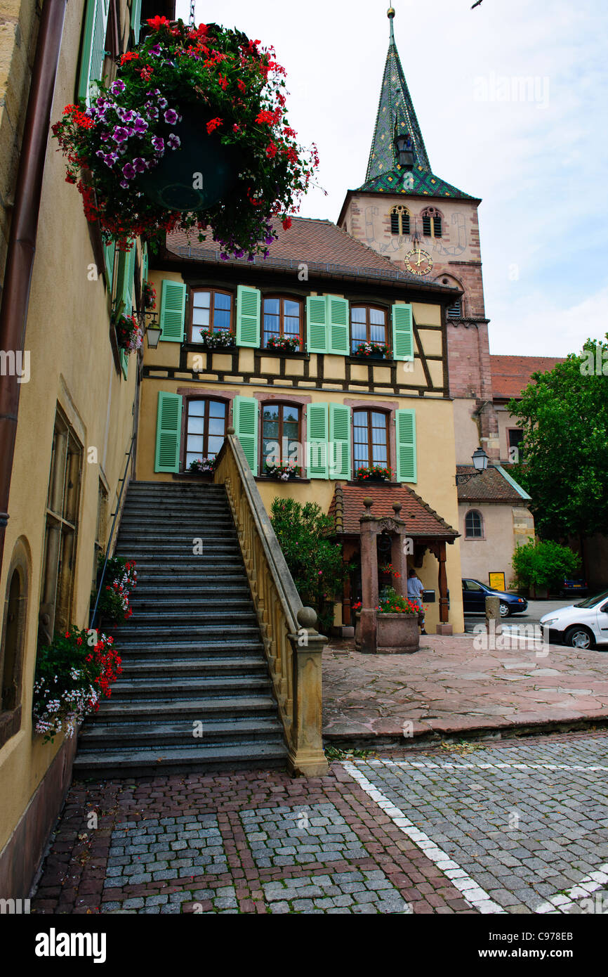 Turkenheim, Elsass, Mosel, Riesling, Gewürztraminer, Pinot Gris, Muscat, Sylvaner Rebsorten, Weine, Weinberge, Dörfer, Frankreich Stockfoto