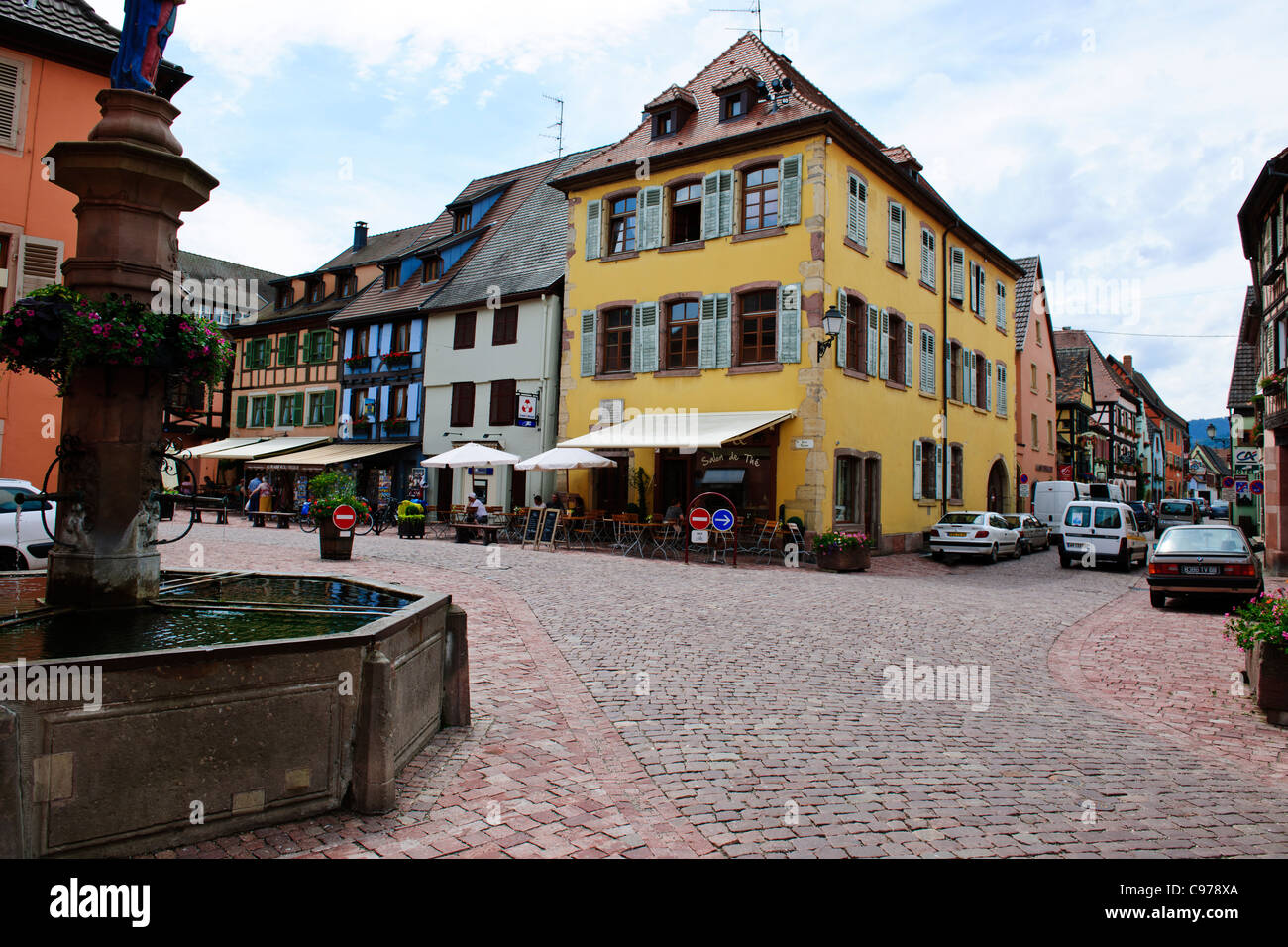 Turkenheim, Elsass, Mosel, Riesling, Gewürztraminer, Pinot Gris, Muscat, Sylvaner Rebsorten, Weine, Weinberge, Dörfer, Frankreich Stockfoto