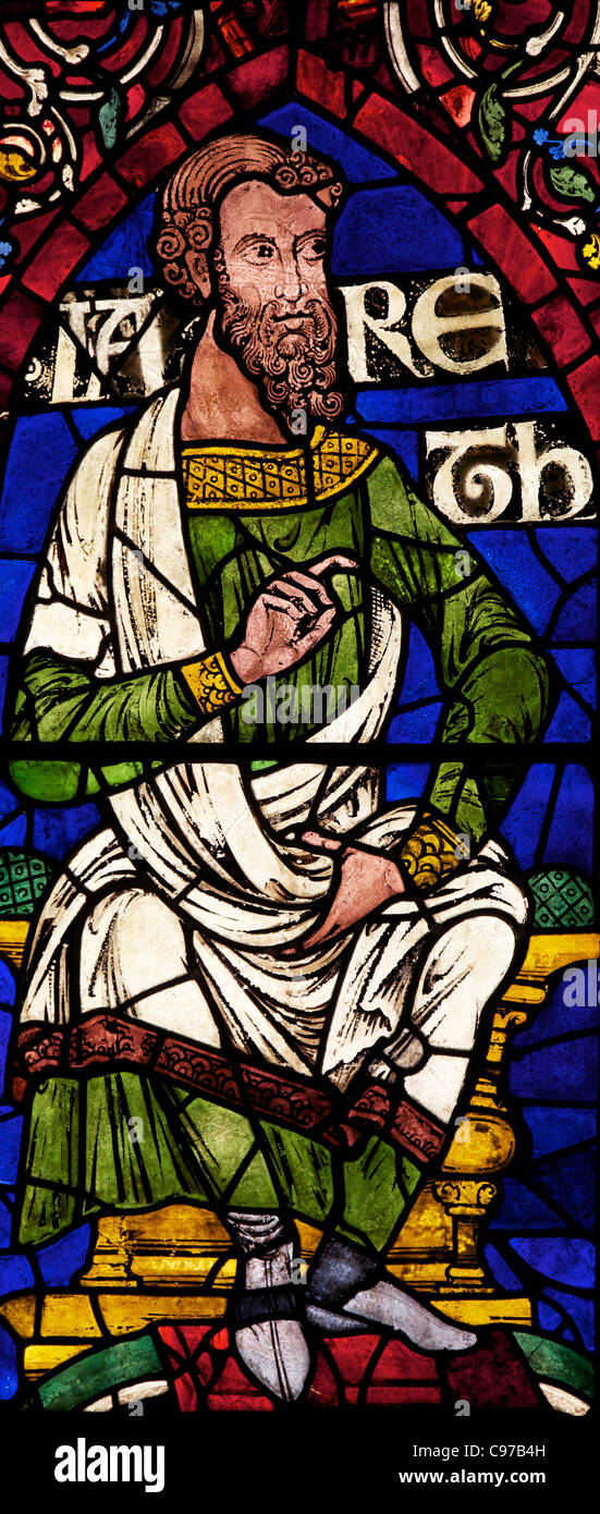 Lareth, Vorfahren oder Genealogie Christi, Süd-Fenster, mittelalterliche Glasmalereien, die Kathedrale von Canterbury, Kent, England, UK, Stockfoto