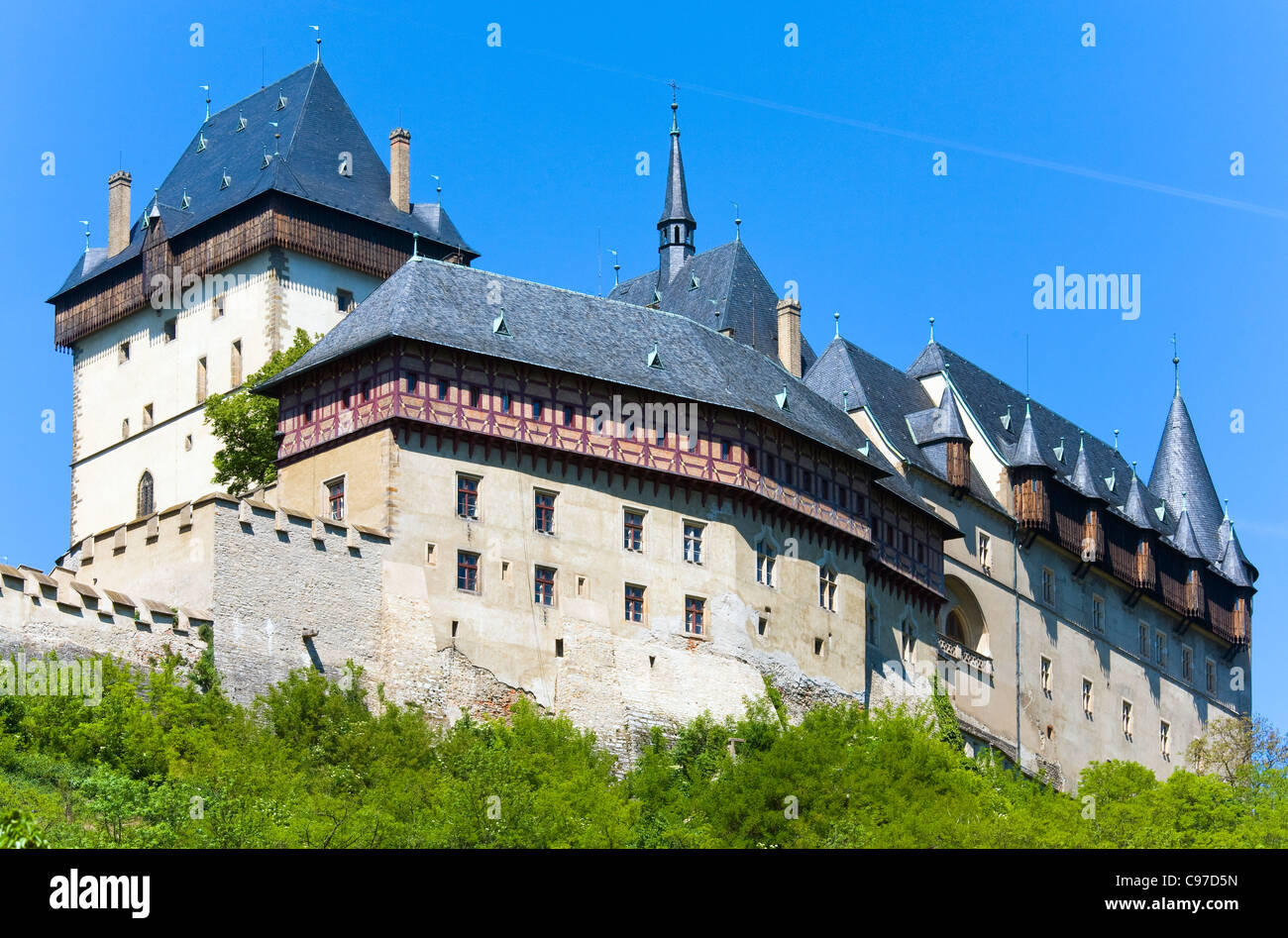 Historischen mittelalterlichen Burg Karlstein in Tschechien (Böhmen, in der Nähe von Prag) Stockfoto