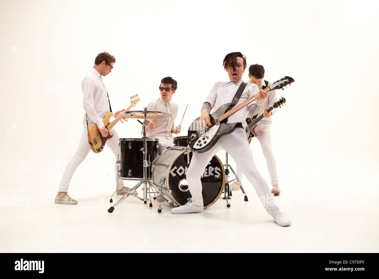 Devon-band die Aufnahme ihrer neuen Musikvideo in Süd-West Studios Exeter kurz vor der Tour mit The Subways Computer. Stockfoto