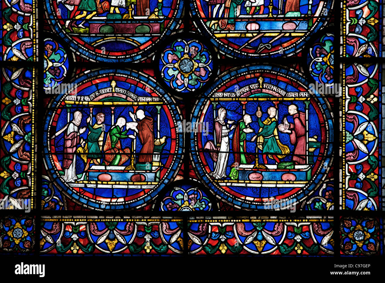 Heilung der Ethelreda durch Blut von St. Thomas, North ambulante n, IV, Trinity Chapel ambulante, mittelalterliche Glasmalerei, Canterbury Stockfoto
