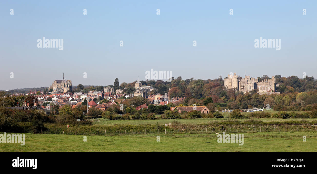 Arundel Town Arun Tal West Sussex Stockfoto