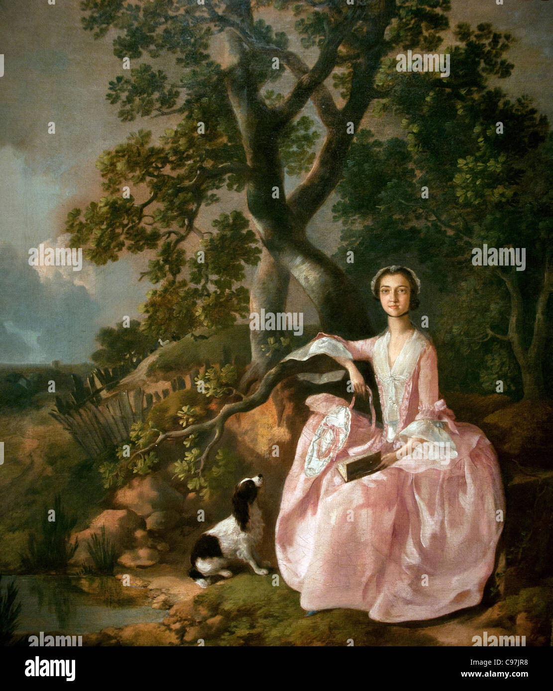 Frau mit einem Spaniel 1749 von Thomas Gainsborough Briten Stockfoto