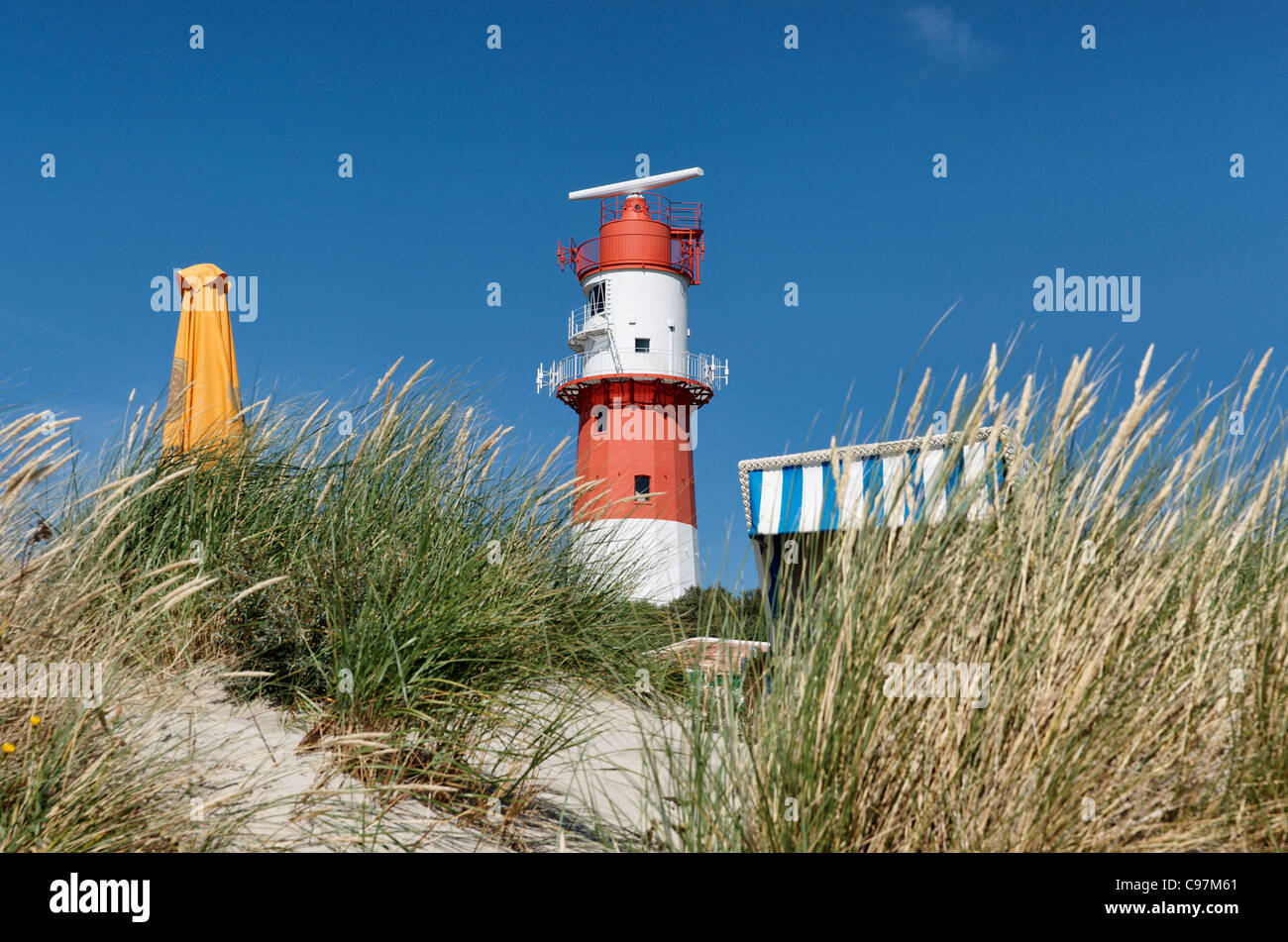 Elektrische Leuchtturm, Suedbad, Nordsee-Insel Borkum, Ostfriesland, Niedersachsen, Deutschland Stockfoto