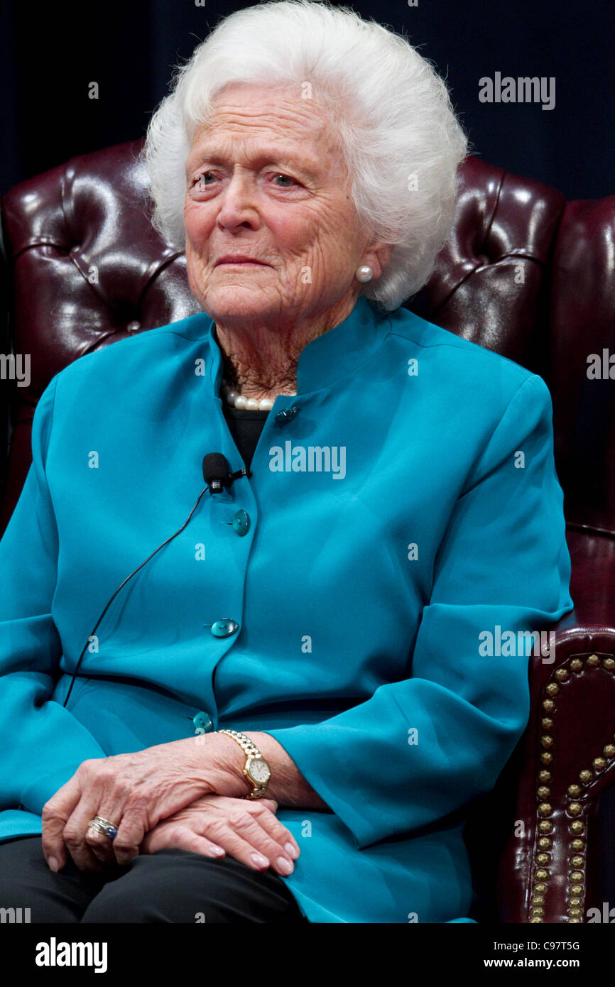 Ehemalige US First Lady Barbara Bush bespricht ihre weißen Haus Erfahrung bei einem eintägigen Symposium mit dem Titel "Amerikas erste Lad Stockfoto