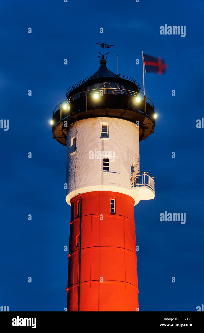 Alter Leuchtturm im Abendlicht, Nordsee Spa Resort Wangerooge, Ostfriesland, Niedersachsen, Deutschland Stockfoto