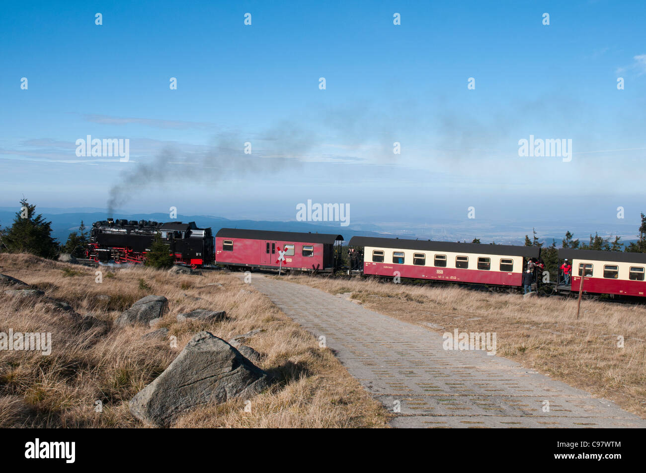 Brockenbahn, Harzer schmalen Gauge Railways, Nationalpark Harz, Sachsen-Anhalt, Deutschland, Europa Stockfoto