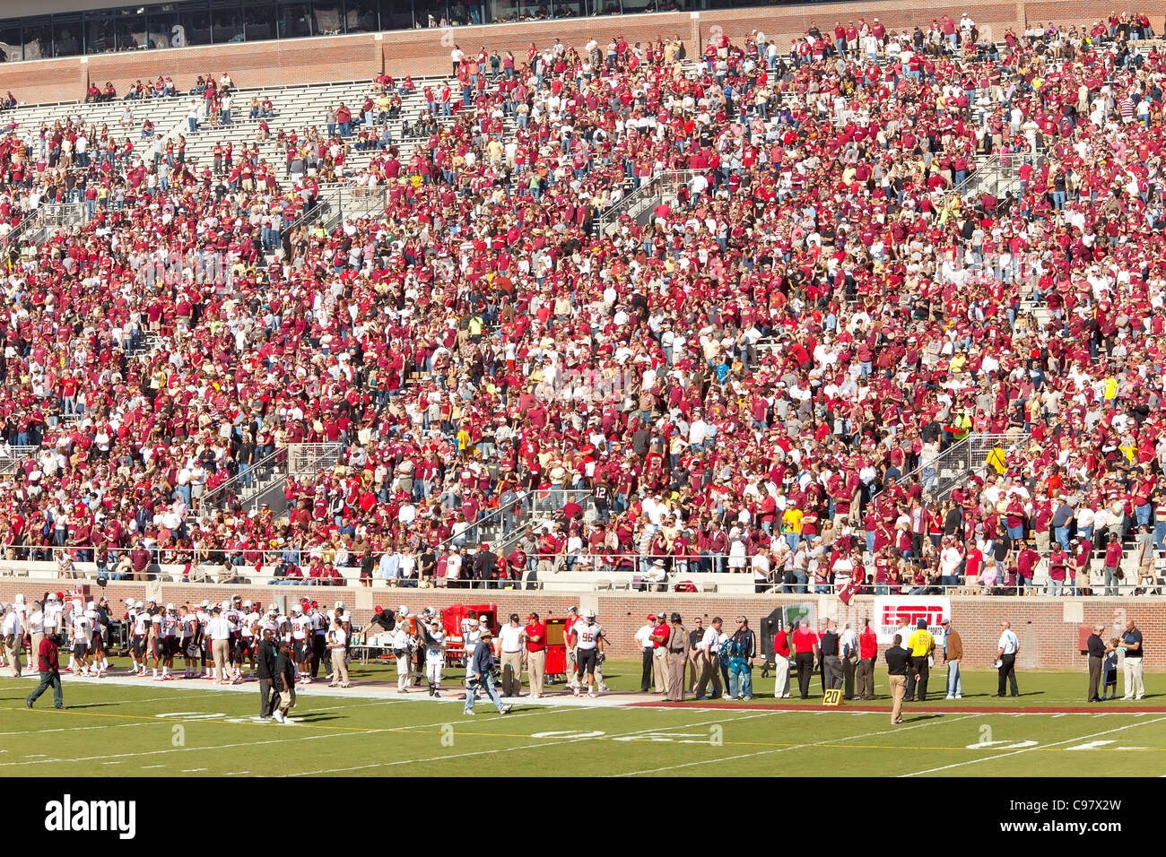 Seminole-Fans füllen die Stände bei einem FSU nach Hause Fußballspiel in Tallahassee, Florida, USA. Stockfoto