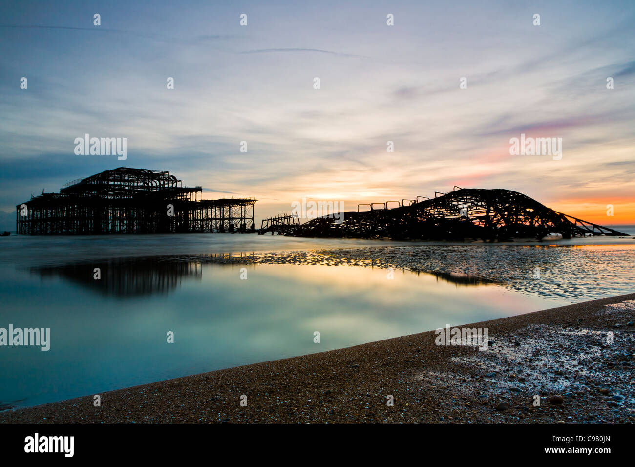 Die Überreste der Brightons West Pier, Sussex, UK Stockfoto
