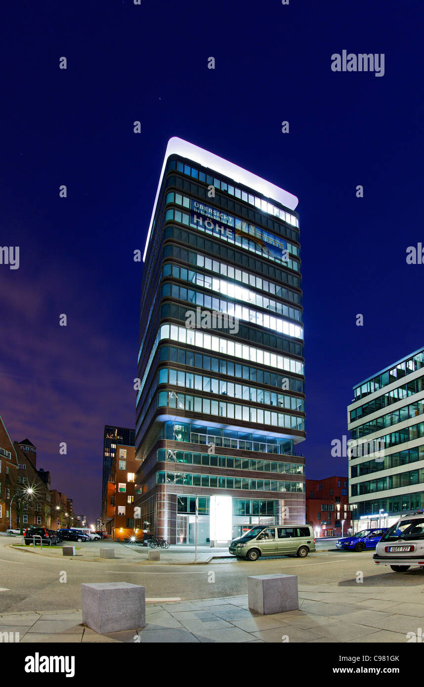 DWI-Turm in der Nacht, Bernhard-Nocht-Straße, St. Pauli, Hanse Stadt Hamburg, Deutschland, Europa Stockfoto
