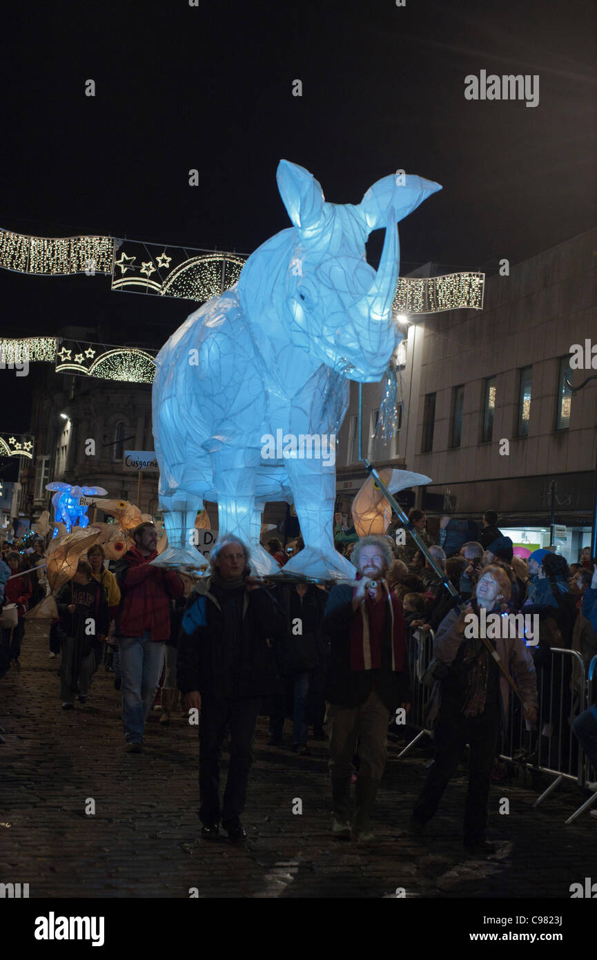 Tne Truro Stadt der Lichter Festival 2011 feiert 50 Jahre des Cornwall Wildlife Trust Stockfoto