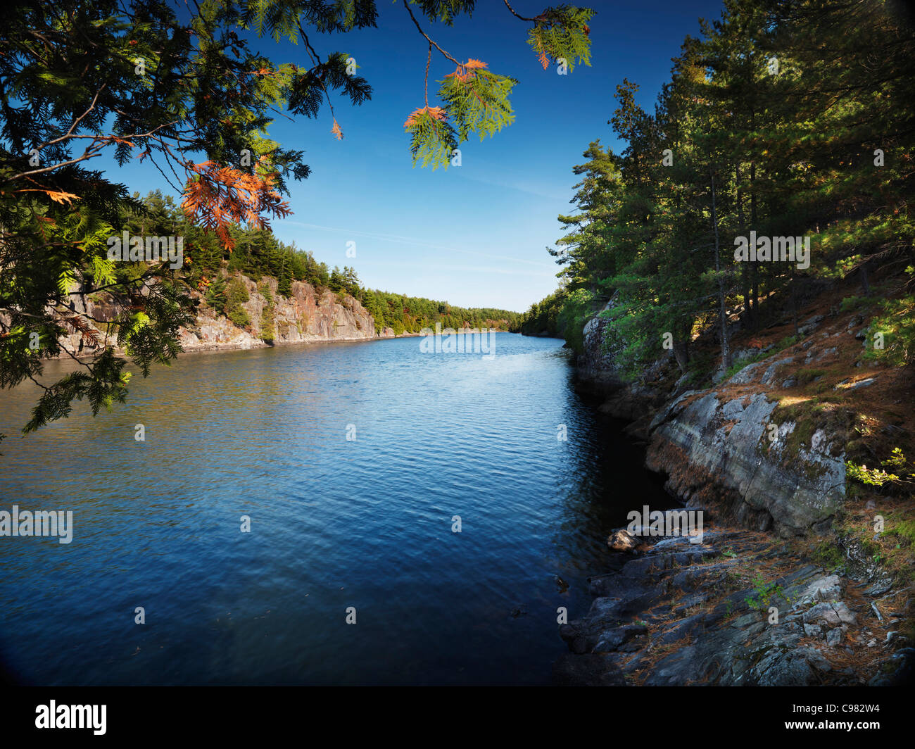 French River Herbst Natur Landschaft. Ontario, Kanada. Stockfoto