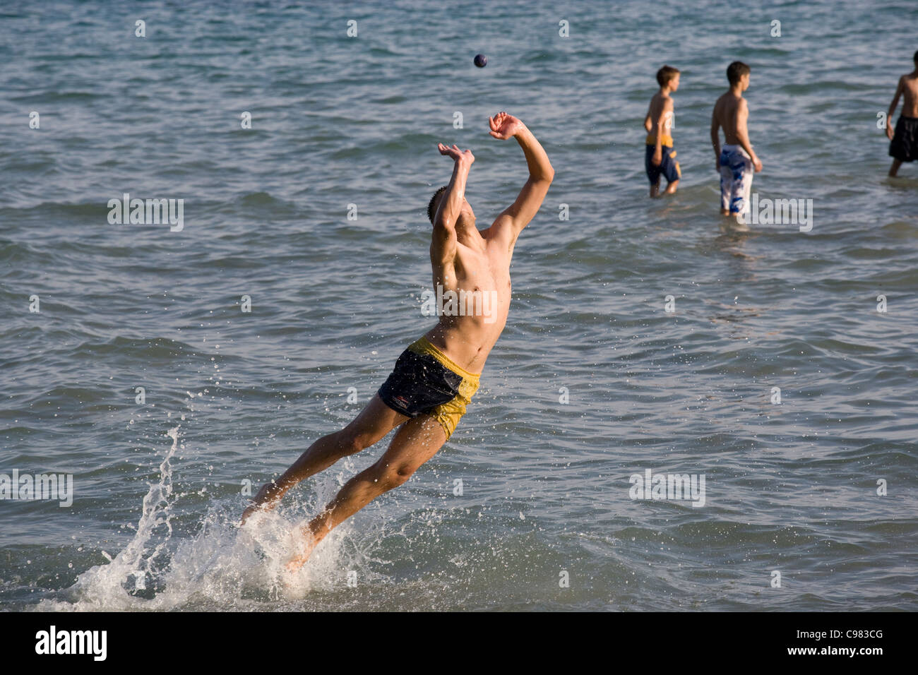 Split: Bacvice, spielen "Picigin" Stockfoto