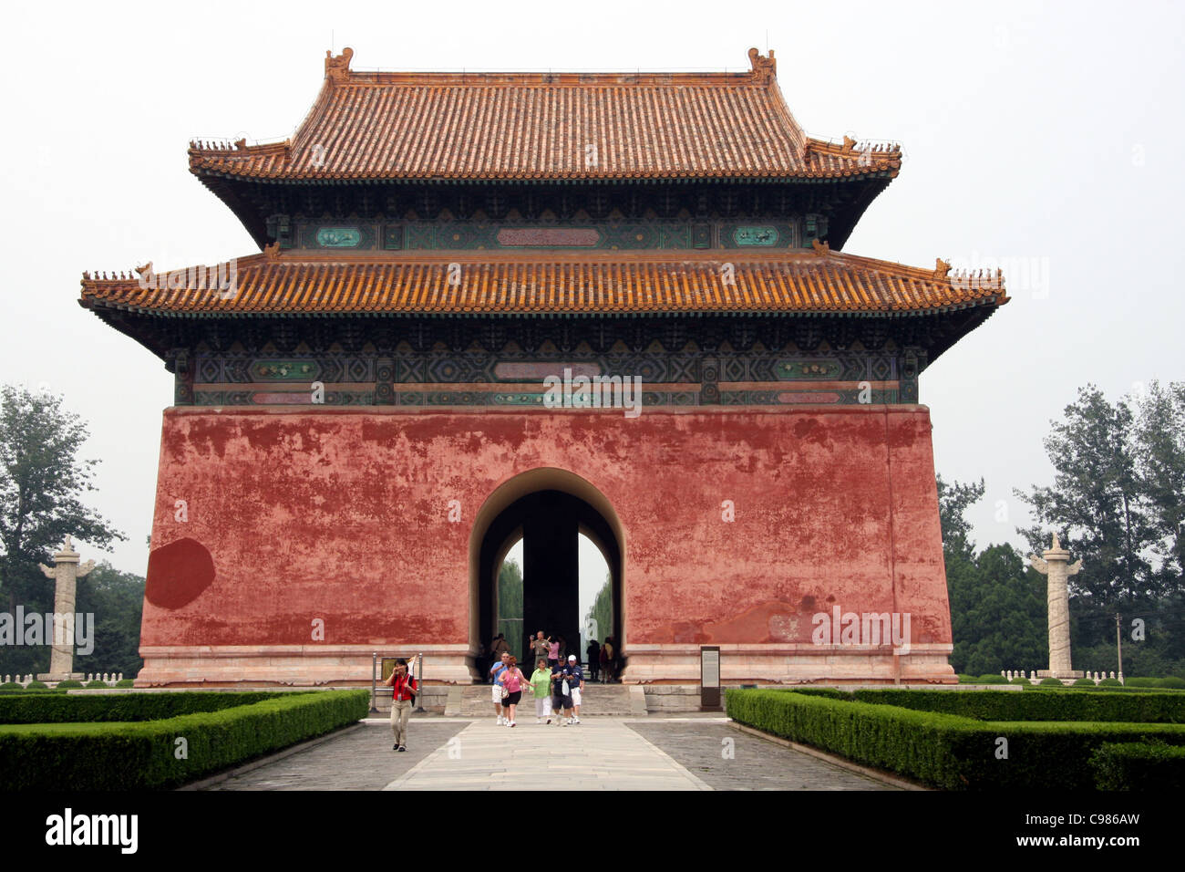 Pagode Gebäude Riesenschildkröte Statue an der allgemeinen Heiligen Weg von der Ming-Gräber Stockfoto