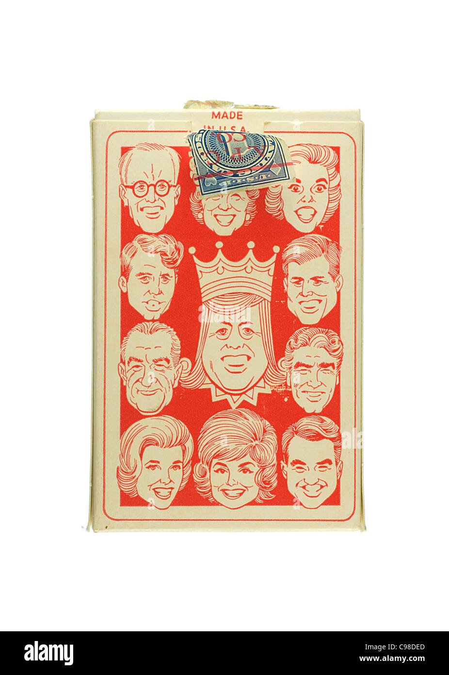 Schachtel mit Kennedy Kards Spielkarten Stockfoto