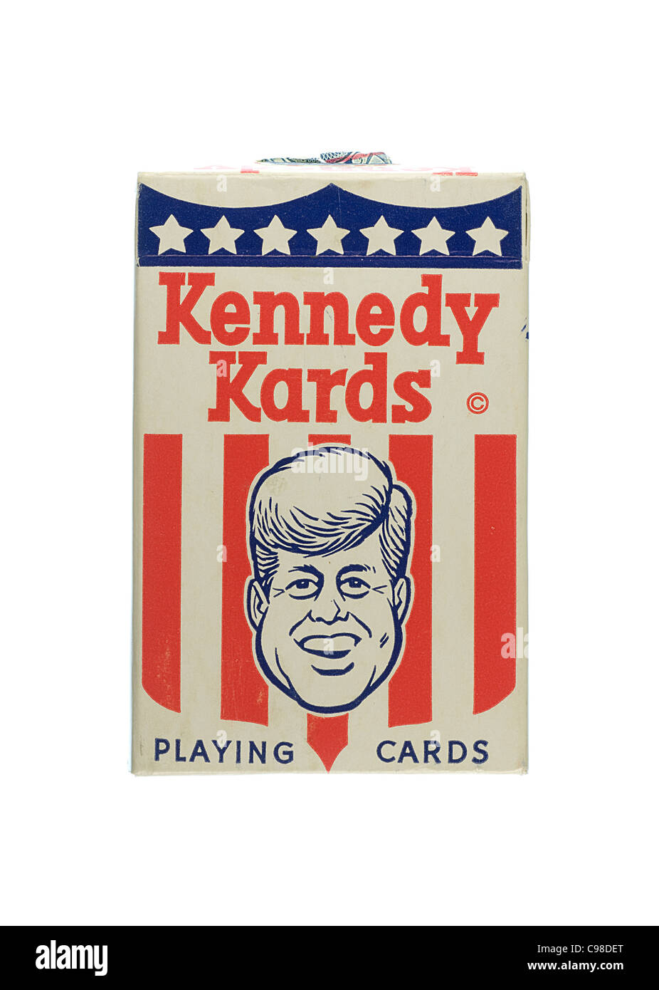 Schachtel mit Kennedy Kards Spielkarten Stockfoto