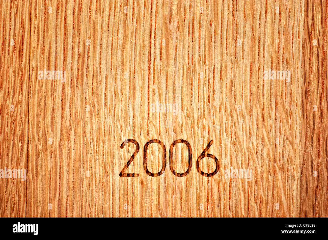2006-Stempel auf Wein amerikanischer Eiche Fass Stockfoto
