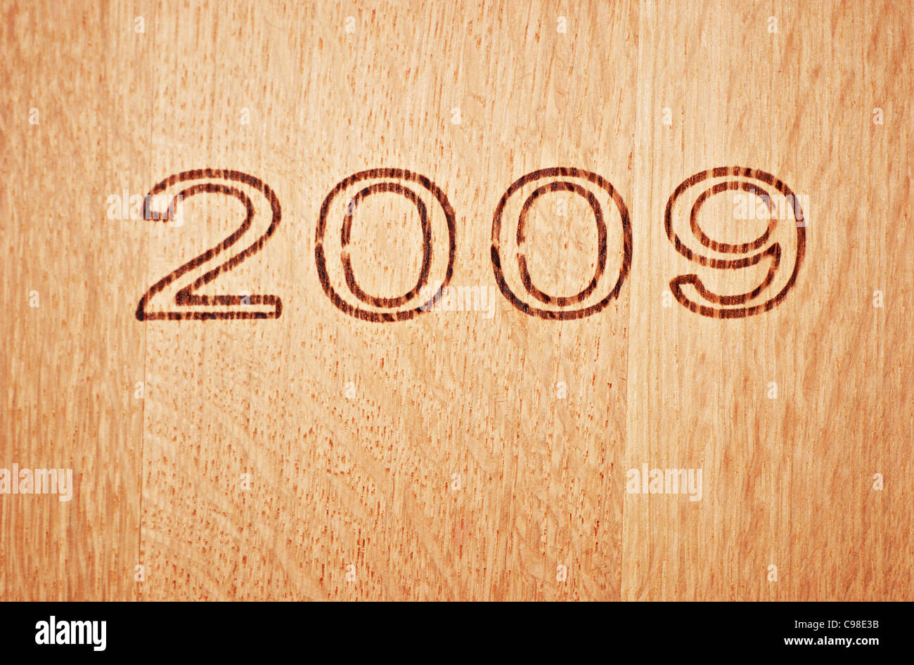 2009-Stempel auf Wein amerikanischer Eiche Fass Stockfoto