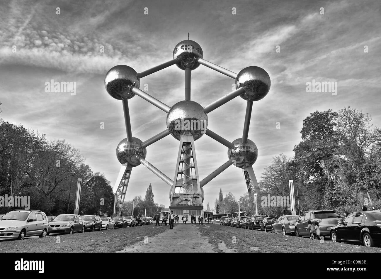 Das Atomium in Brüssel. Dieses kultige Stahlkonstruktion wurde für die ...