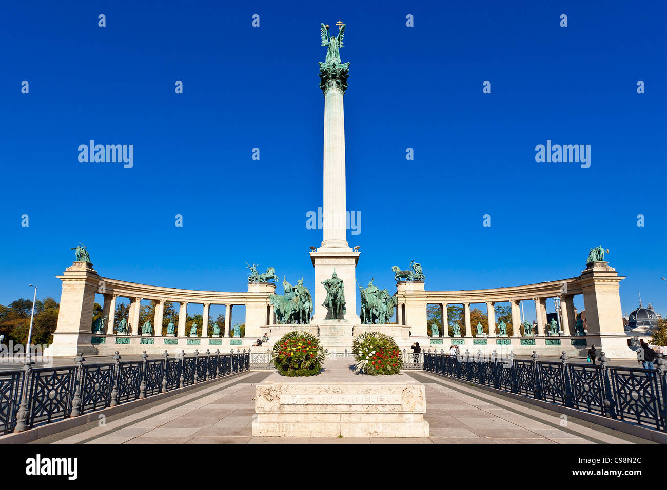 Budapest, Milleniumsdenkmal und Heldenplatz Square Stockfoto