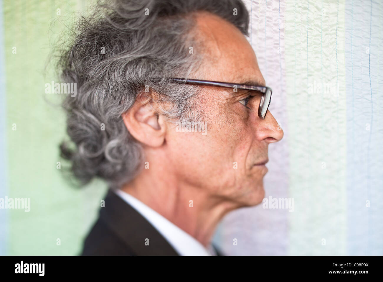 Seite Profil senior Mann mit Brille Stockfoto