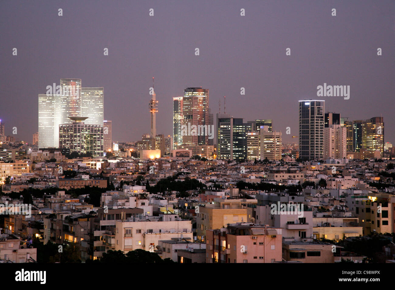 Blick über die Skyline von Tel Aviv, Israel. Stockfoto