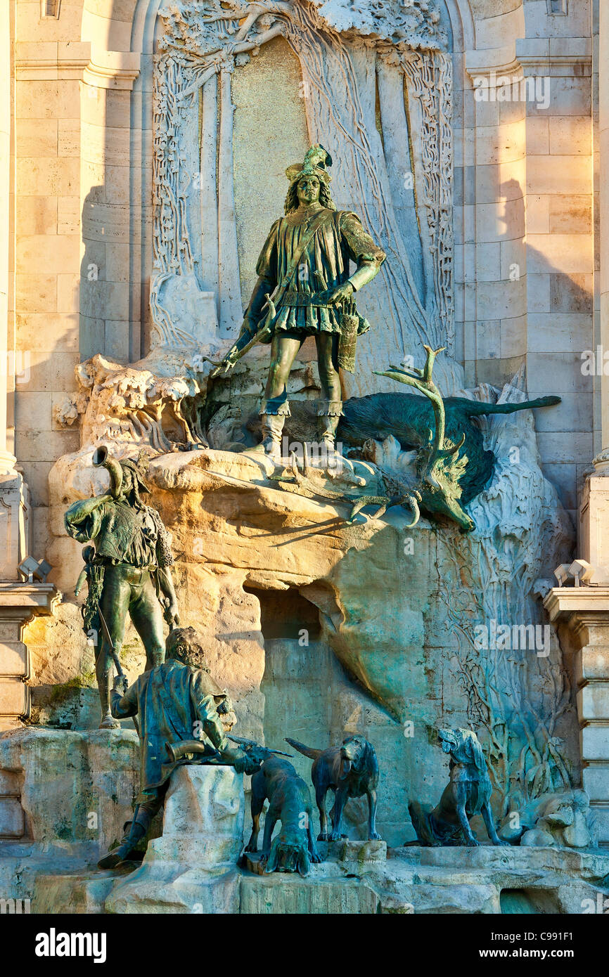 Budapest, Matthias-Brunnen im königlichen Palast Stockfoto