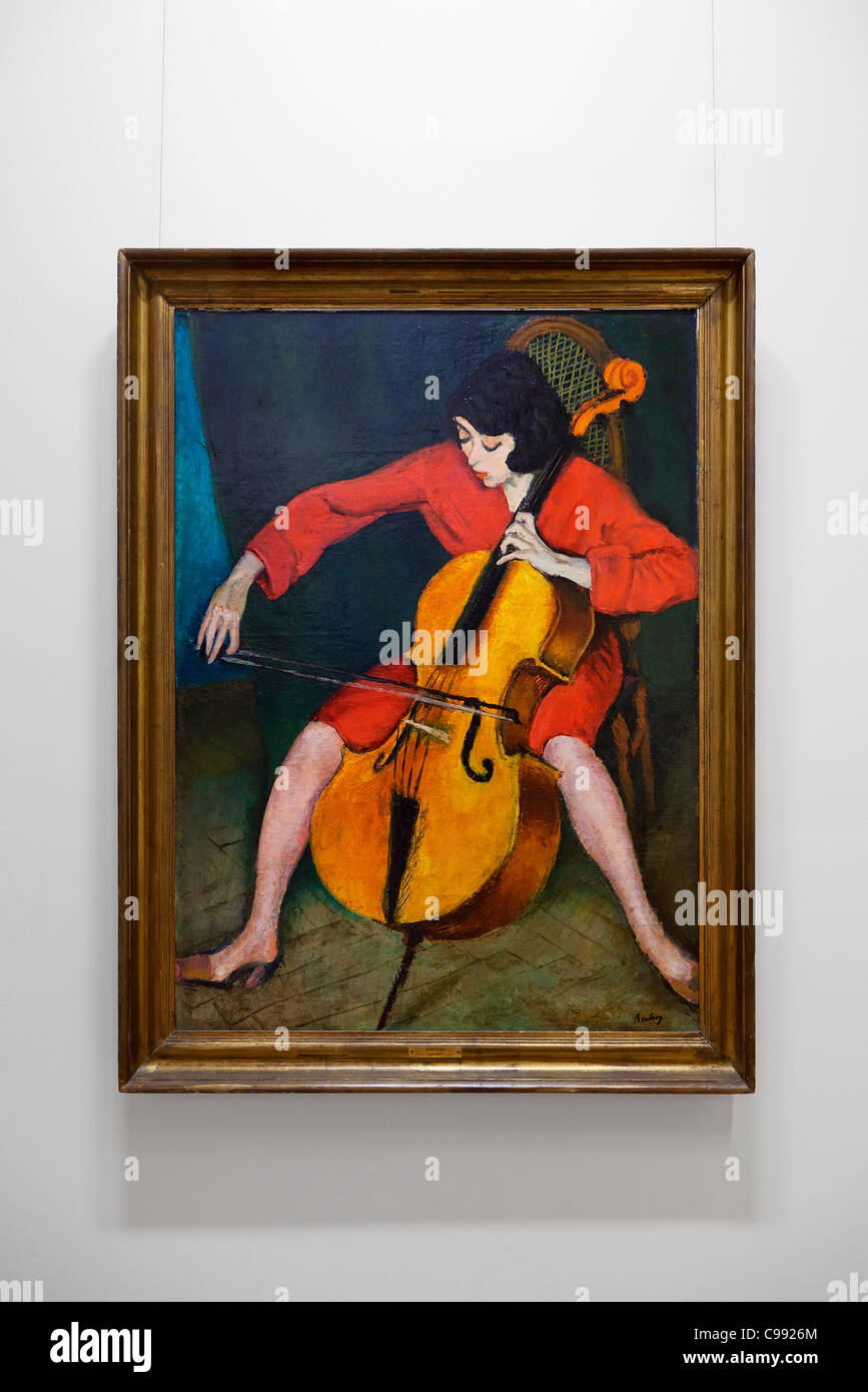 Budapest, Ungarische Nationalgalerie, Frau mit dem Cellospiel von Bereny Robert Stockfoto