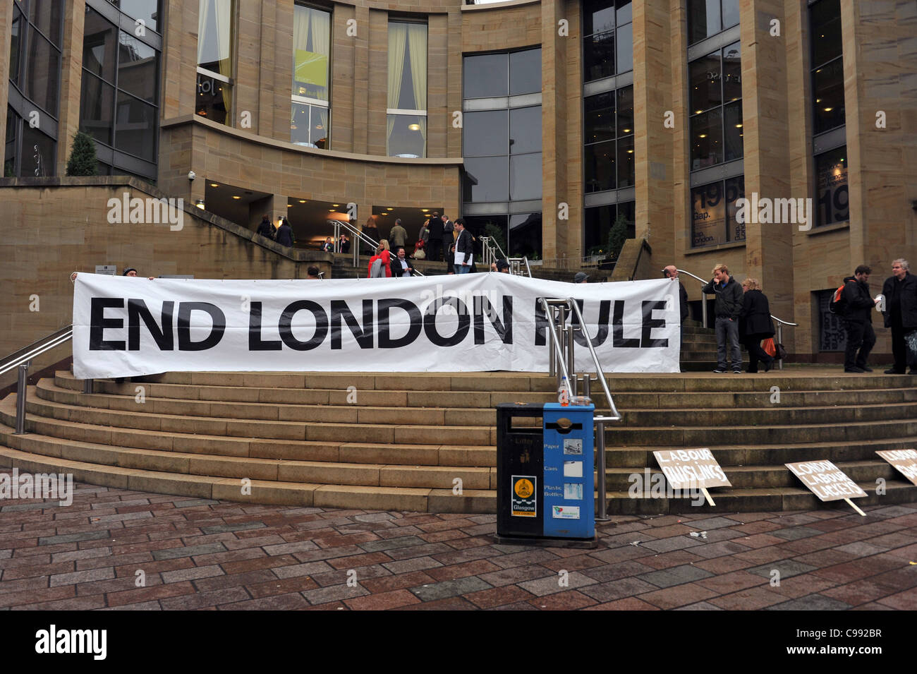 Demonstranten in Glasgow für die schottische Unabhängigkeit Stockfoto