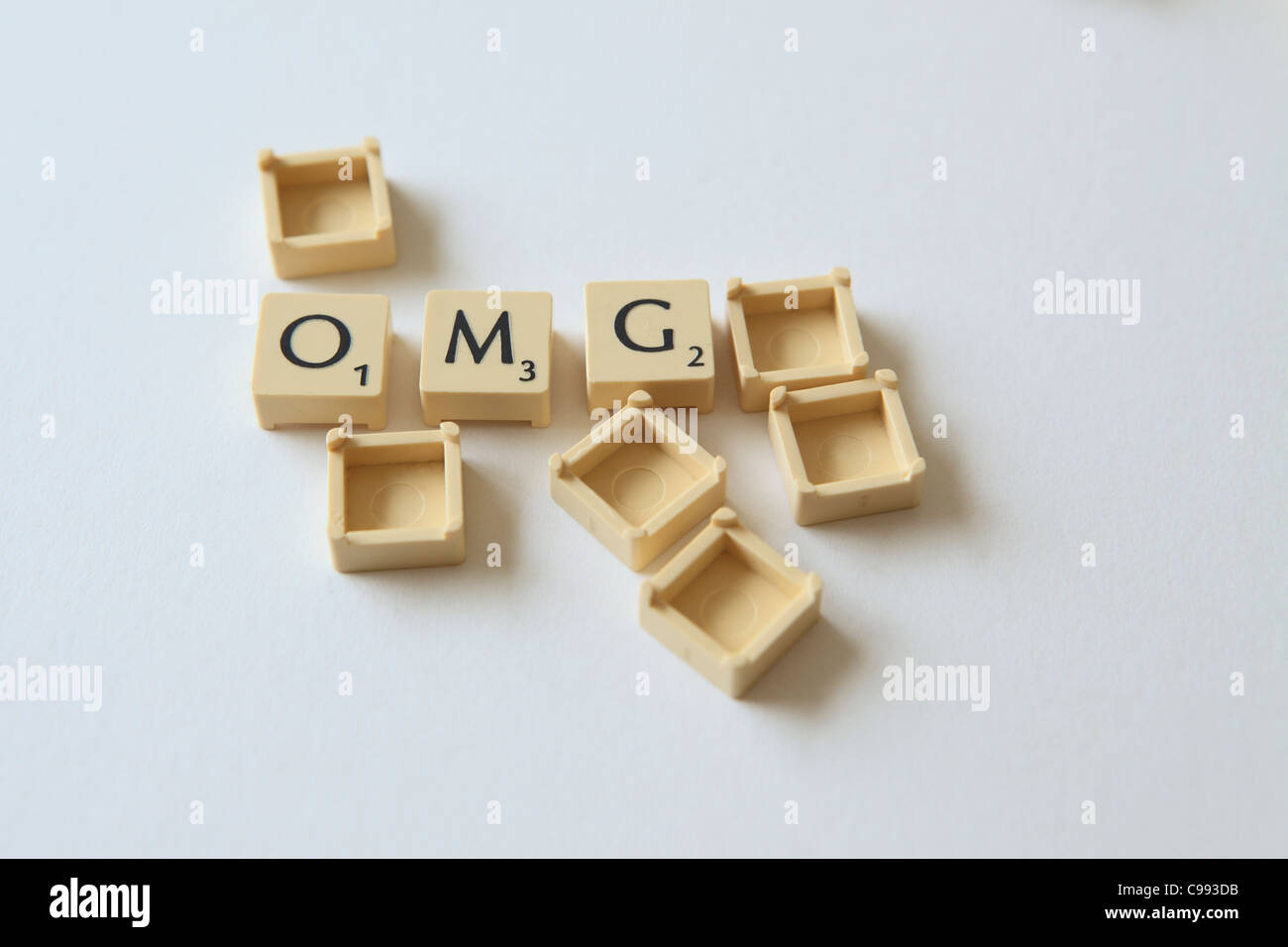 Scrabble Buchstaben Quadrate, Studio Fotografie, UK Stockfoto