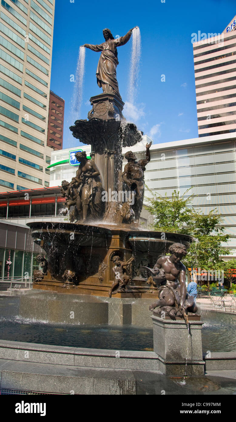 Fountain Square in der Innenstadt von Cincinnati, Ohio Stockfoto