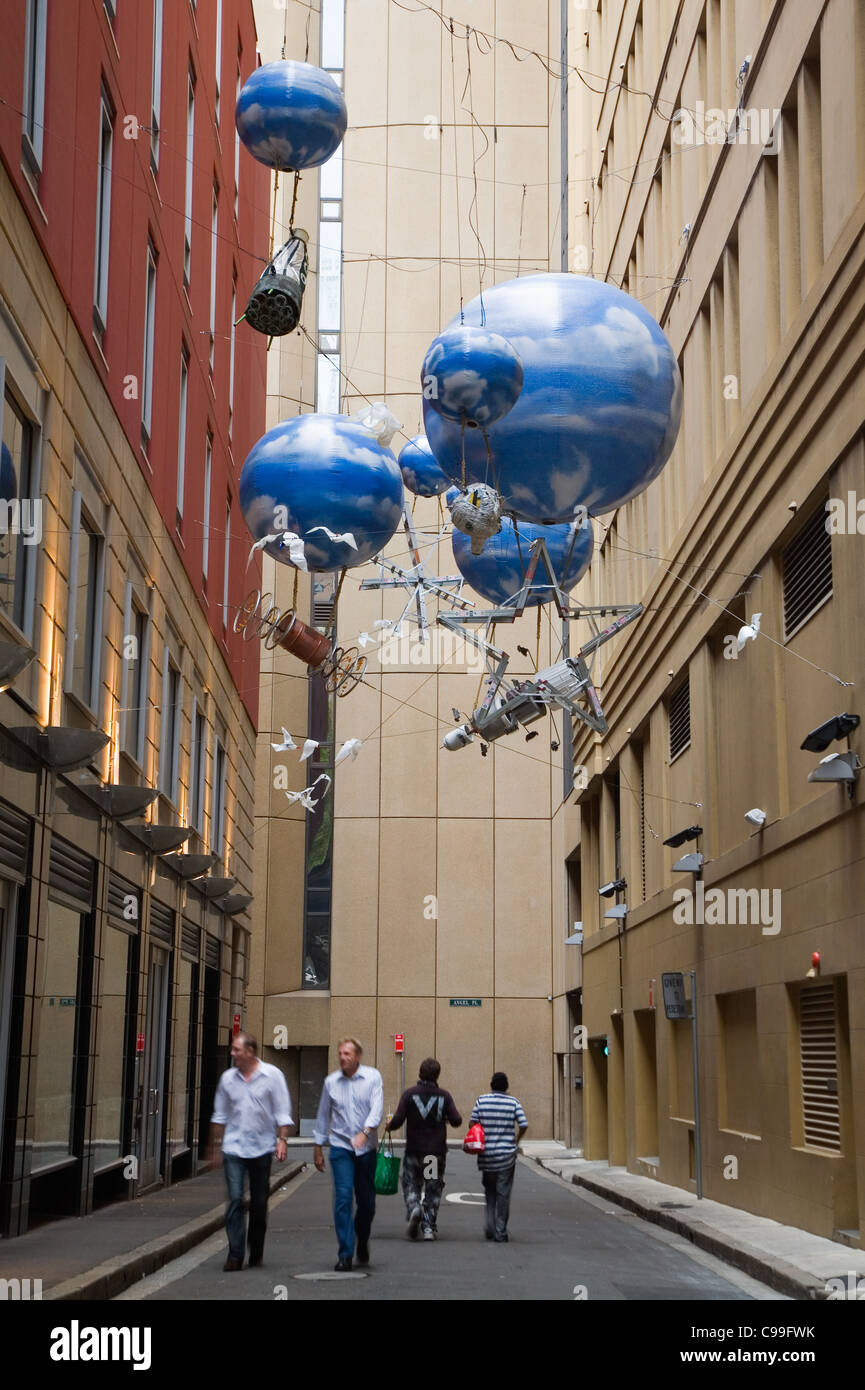 Urbane Kunst in Sydneys Gassen in Angel Place. Sydney, New South Wales, Australien Stockfoto