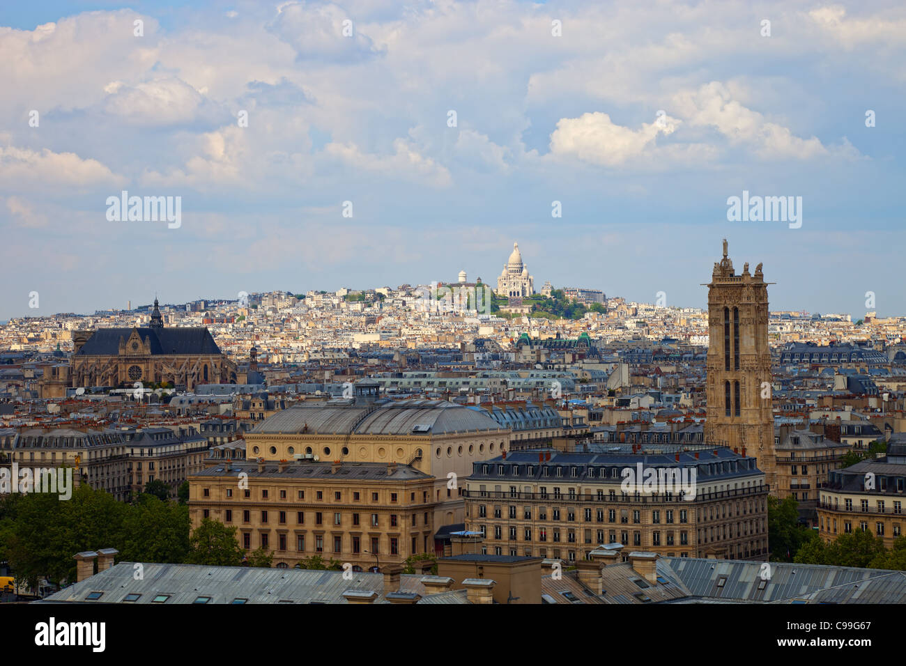 Die Ansicht von Notre Dame in Paris Skyline. Stockfoto