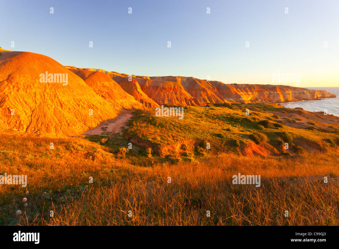 Strahlende Farben von den Klippen am Maslin Beach und Point Blanche südlich von Adelaide Stockfoto