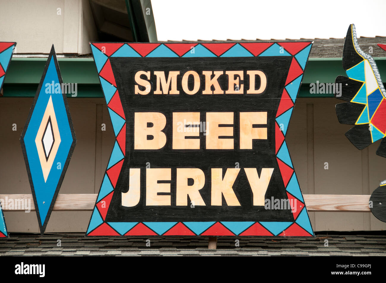 Beef Jerky Schild USA Oregon geräuchert Stockfoto