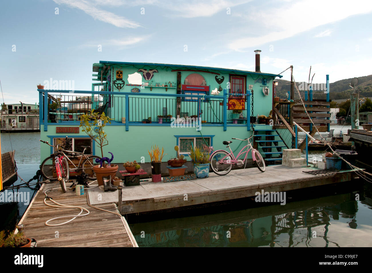Die Sausalito Hausboot Gemeinde San Francisco Bay California Vereinigte Staaten von Amerika Stockfoto