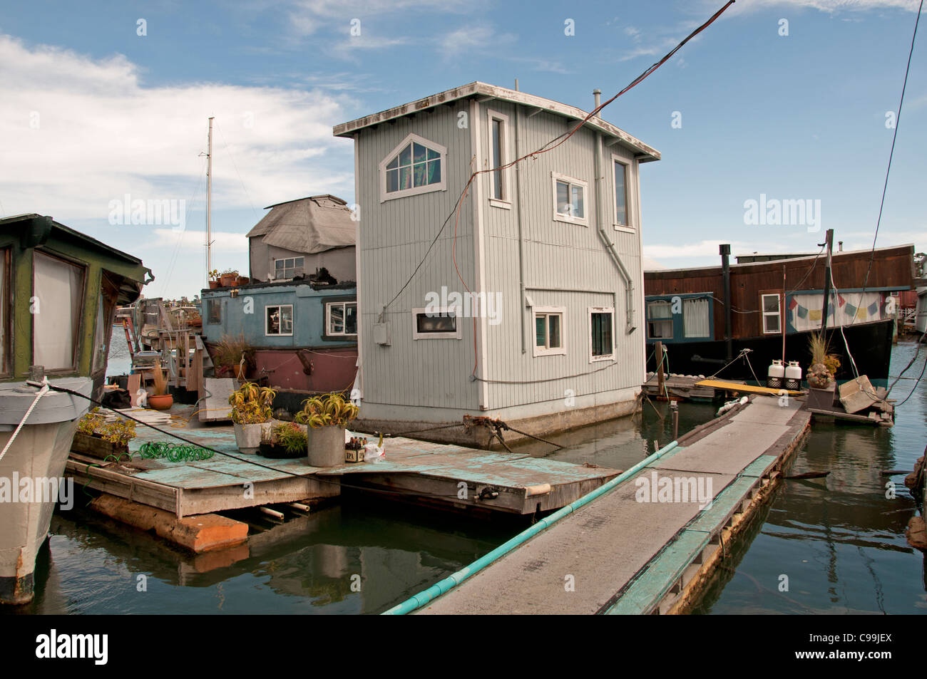 Die Sausalito Hausboot Gemeinde San Francisco Bay California Vereinigte Staaten von Amerika Stockfoto