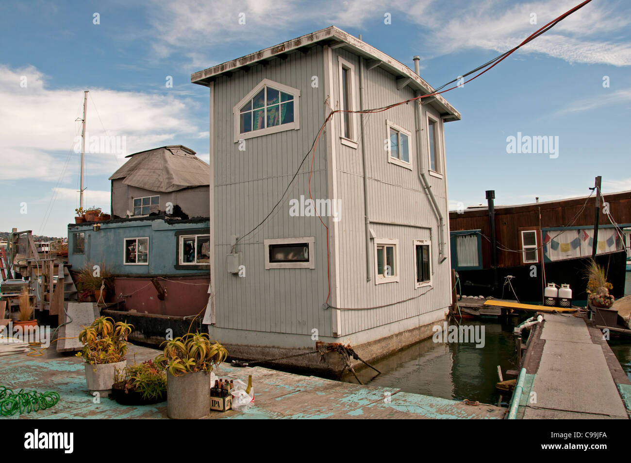 Die Sausalito Hausboot Gemeinde San Francisco Bay California Vereinigte Staaten von Amerika Stockfoto