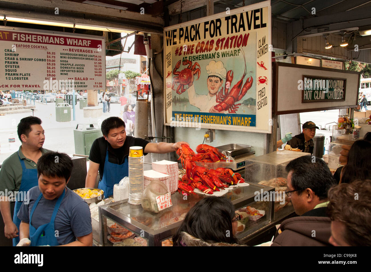 Fishermans Wharf Lobster Restaurant San Francisco Kalifornien Vereinigte Staaten Stockfoto