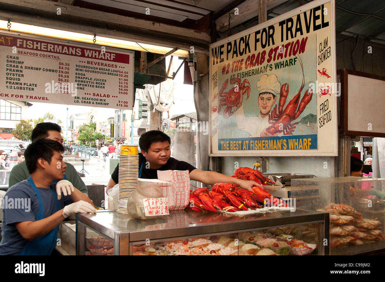 Fishermans Wharf Lobster Restaurant San Francisco Kalifornien Vereinigte StatesSan Fransisco California Vereinigte Staaten von Amerika Stockfoto