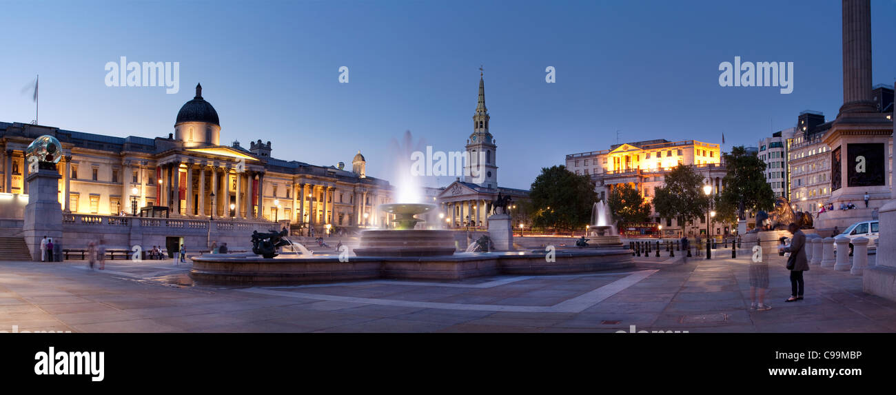 Statue und Brunnen, Trafalgar Square, London, UK Stockfoto