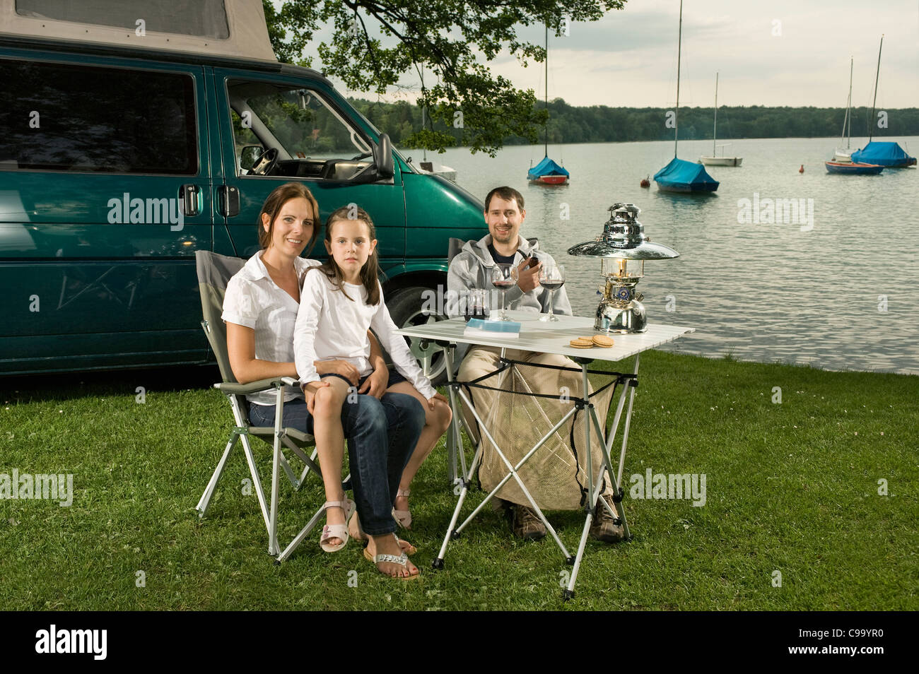 Deutschland, Bayern, Woerthsee, Familiencampingplatz in der Nähe von See Stockfoto
