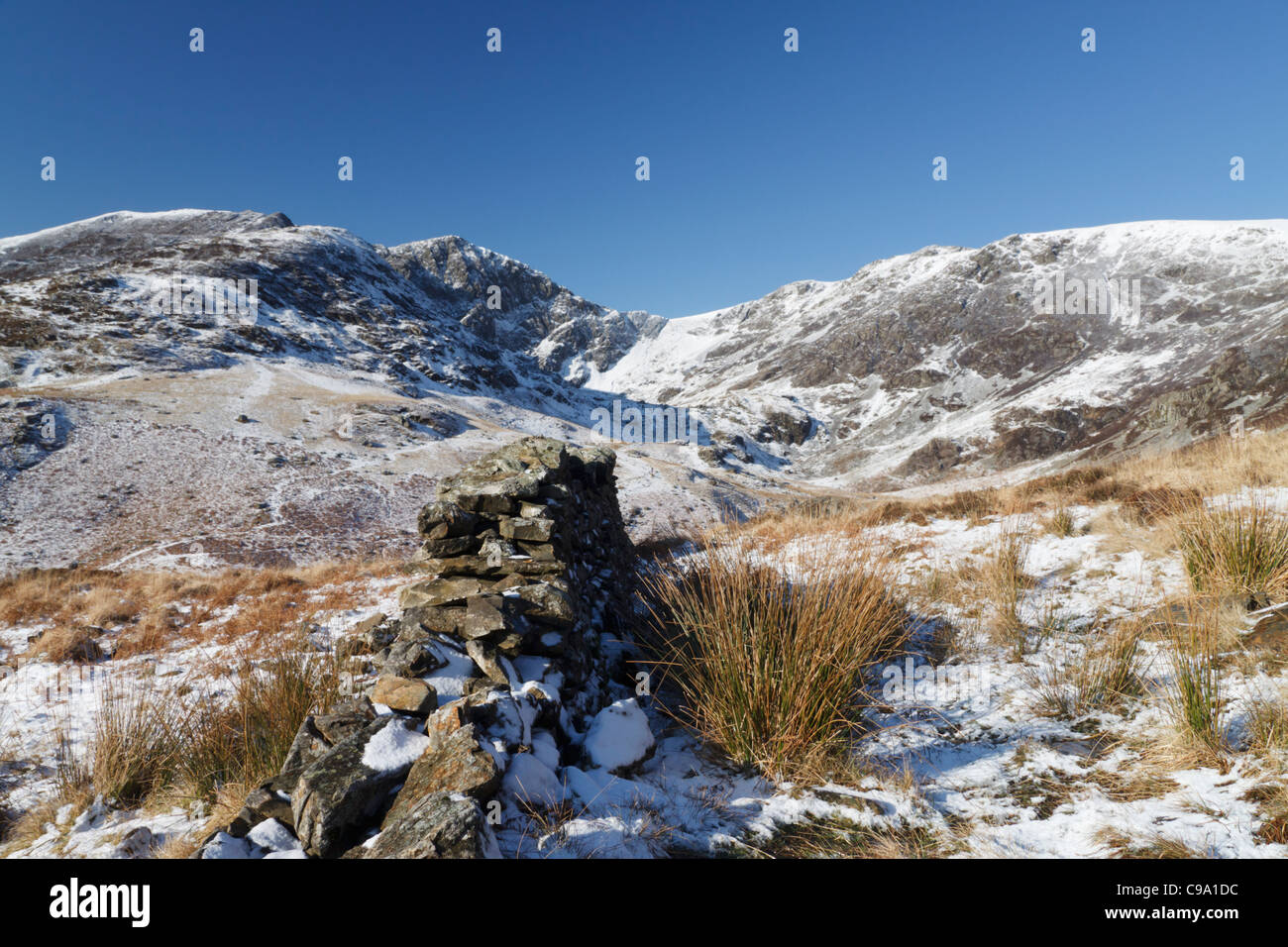 Cadair Idris im Schnee Stockfoto