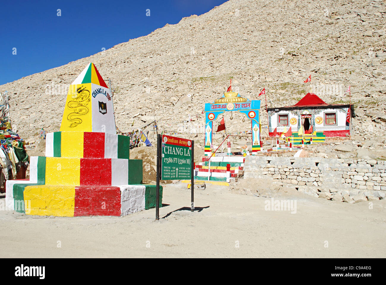 Gebete zu Gott bei der Changla Pass oder Chang La Pass ( Stockfoto